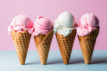 三个冰淇淋甜筒图片