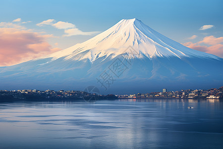 寒冬下的富士山背景图片