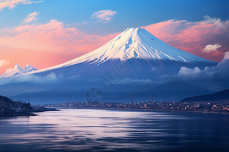富士山枫叶冬天的富士山景色背景