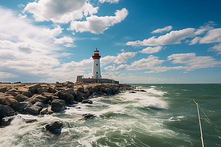 海景建筑海边灯塔背景