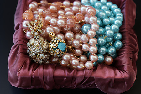 手工制作的珍珠首饰高清图片