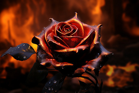 暗黑风绽放的玫瑰花图片