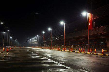 路边建筑夜晚空旷的建筑工地背景