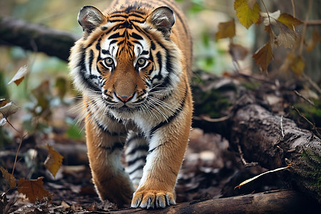 森林中行走的老虎图片