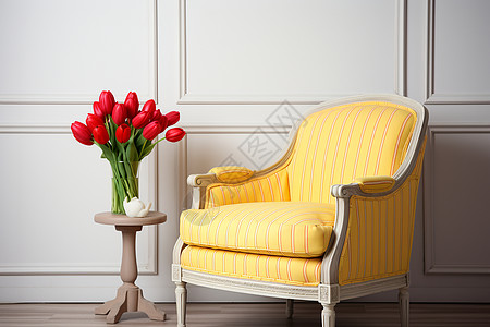 复古优雅的黄色椅子图片