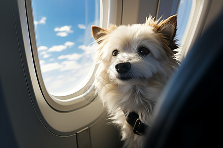 小狗坐飞机旅行背景图片