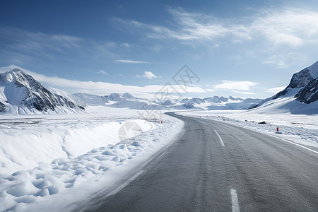 公路雪地冬日素雅背景