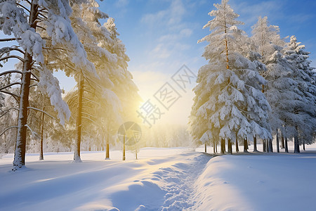 冬日寒冷的雪地风景图片