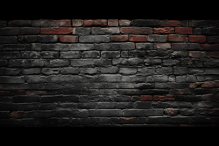 古老的黑色砖墙背景图片