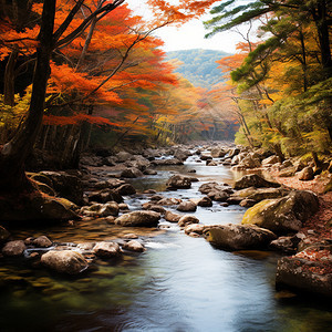 秋季树林的美丽景观图片