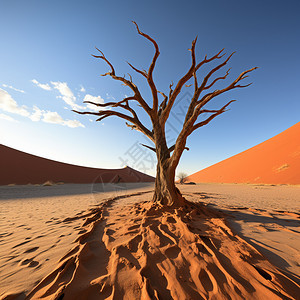 沙漠中枯萎的大树图片