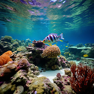 水族馆中的热带鱼背景图片