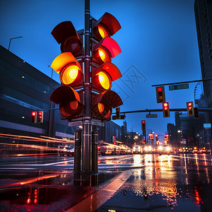 城市街道路口的红绿灯图片