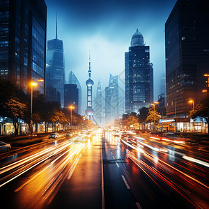 路夜景现代繁华城市的夜景背景