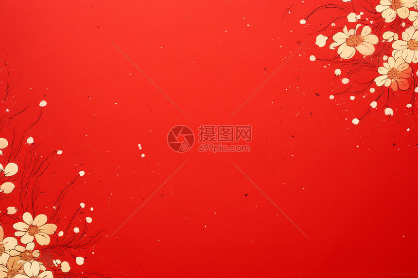 喜庆的红色花朵装饰背景图片