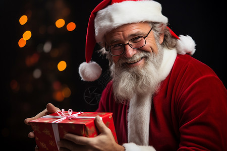 手拿礼物的圣诞老人背景图片
