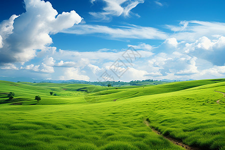 田间小径下的青绿世界图片