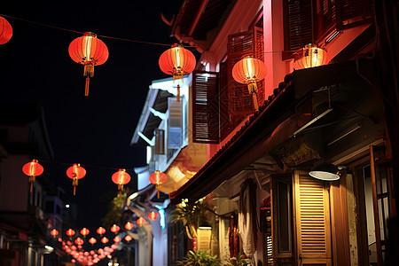 夜幕降临的唐人街图片