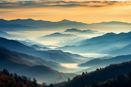 山峦巍峨晴空万里图片