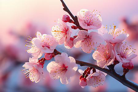 桃花盛开的春天背景图片
