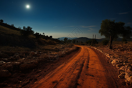 夜幕下的乡村景色图片