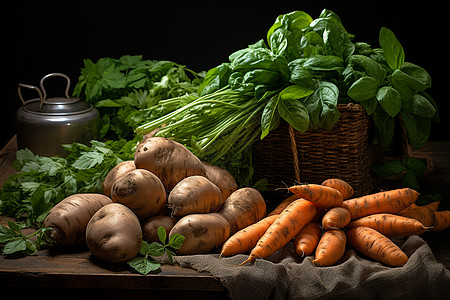 红薯山药新鲜的蔬菜背景