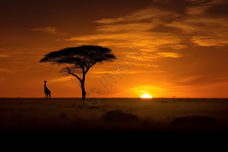 金色非洲风景背景图片