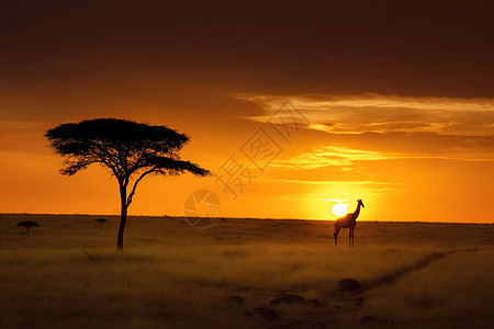 夜幕降临的非洲背景图片