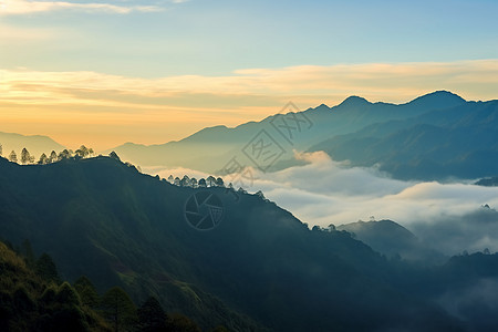 云海中的山脉图片