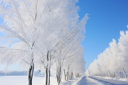 吉林雾凇冰雪覆盖的森林背景