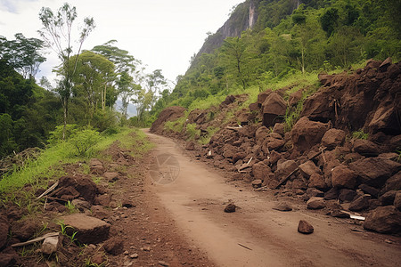 泥泞山路泥泞的道路背景