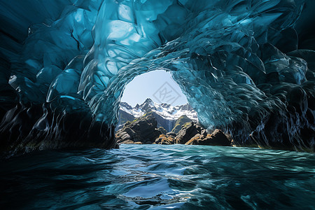 冰冷冻结的洞穴高清图片