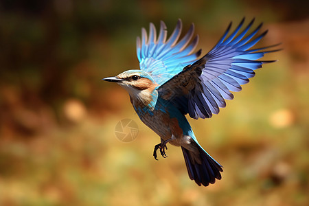 森林中飞行的鸟图片