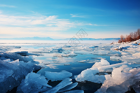 冬季冰冻的湖面背景