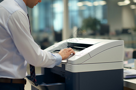 扫描电子使用复印机的男人背景