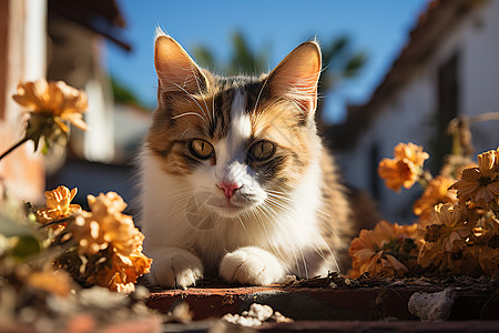 趴在阳台上的猫高清图片