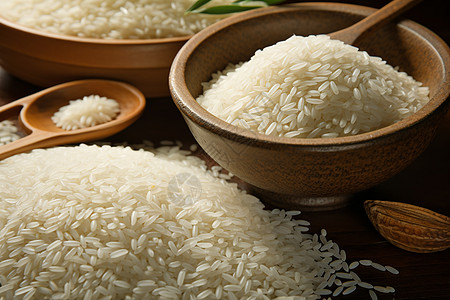 米背景放在桌上的一碗米背景