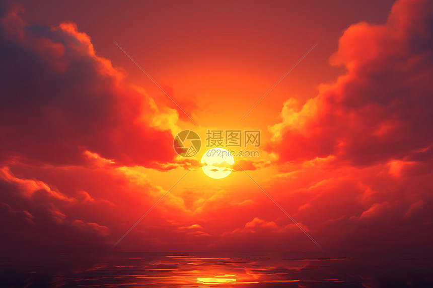 太阳光芒照亮天空图片