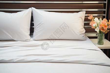 柔软大床上的枕头图片