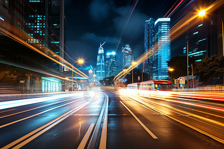 城市夜晚的道路图片