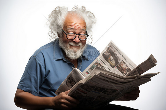 看报纸的老年人图片