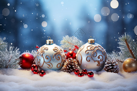 精致的圣诞树装饰球图片