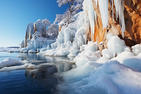 冰冻的贝加尔湖景观图片