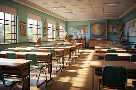 太阳初升的教室背景图片