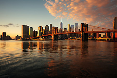 黎明初升的大桥背景图片
