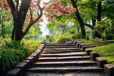 大树矢量图丛林花园背景