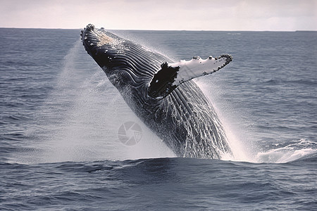 巨大的座头鲸跃出海面图片