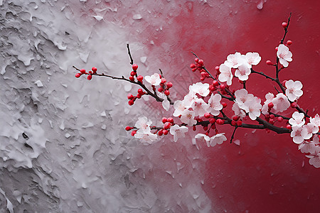 樱花飞舞雪片飞舞梅花里背景