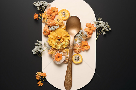 勺子和花朵图片