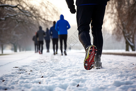 公园冬日慢跑者图片